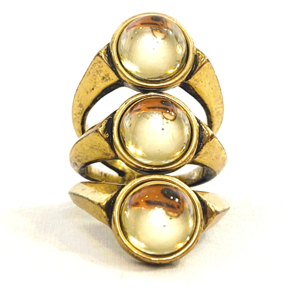 Jenny Bird Sold Out Triple Stone Gold Orion Ring- Size 7